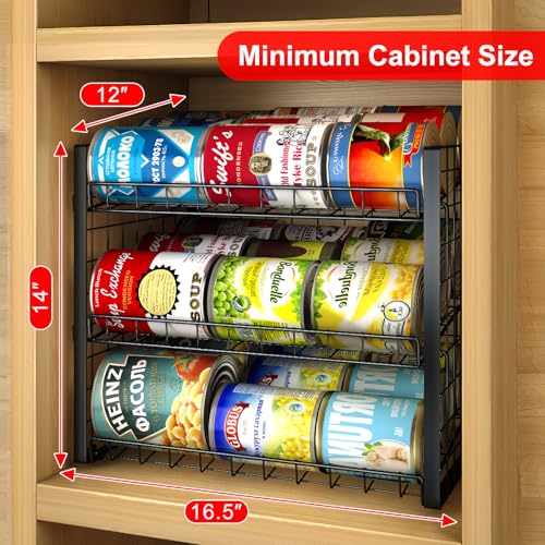 3 Tier Stackable Can Rack Organizer for Pantry, Adjustable Can Holder for Various Ounce of Canned Food Soup Goods Soda Drink, Rolling Tiered Can Dispenser for Kitchen Cupboard Cabinet, 2 Pack - size: 3-Tier 2-Pack