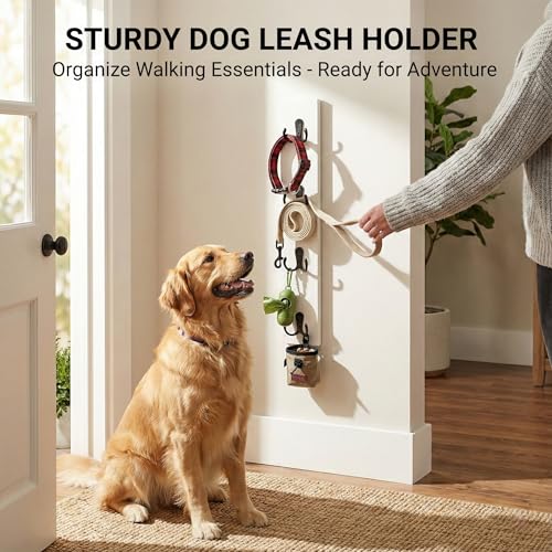Vertical Key Holder for Wall & Dog Leash Holder – Solid Wood Wall Mount Key Rack with 8 Hooks – Small Space Saving Entryway Organizer for Keys, Lanyards, Masks (Adhesive or Screws) (White) - color: A-White
