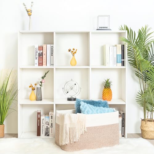 MINTWOOD Design 22in Extra Large Blanket Basket Holder Living Room, Rectangle Rope Woven Storage Basket with Handles for Laundry, Pool Towels, and Shoes, Dog Toy Organizer Bin Box, Light Brown - color: Light Brown