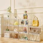 Acrylic Display Cases for Collectibles - Stackable Plastic Storage Shoe Boxes - Magnetic Lid, Figure Organizer - size: Side Door-4pcs