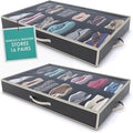 Woffit Under Bed Shoe Storage Organizer – Set of 2 Large Containers, Each Fit 12 Pairs of Shoes – Sturdy Box w/Strong Zipper & Handles – Underbed Organizers for Kids & Adults