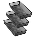 Mesh Tray Silverware Drawer Organizer, Utensil Cutlery Tray Office Supplies with Interlocking Arm Drawer Dividers Organizer for Flatware, Knives,Home,Office, School,Bedroom 12X6'' Black - size: 3 Pack 12"x6" Black Metal