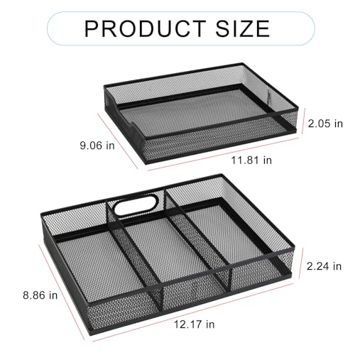 Office Drawer Organizer, 2 Pack Metal Mesh Desk Draw Divider, Versatile Desktop Organizer Tray to Keep Supplies Tidy and Easy to Access, Stackable A4 Paper Holder Tray - style: 2 PACK