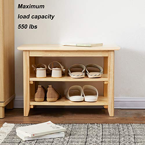 XKZG Storage Bench Wooden Shoe Rack Bench Simple Style Wood Entryway Bench (Natural,23.6") - color: Natural, size: 23.6"W x 11.8"D x 16.5"H