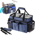 Large Wearable Cleaning Caddy Bag with Detachable Divider, Cleaning Organizer with Handles, Cleaning Supply Tote with Adjustable Shoulder Strap&Waist Belt for Cleaners & Housekeeper (Blue) - color: Blue
