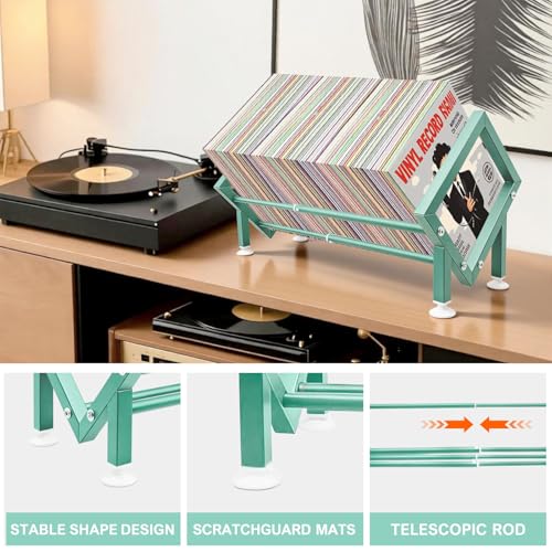 Expandable Desktop Bookshelf Organizer, Small Tabletop Book Storage Rack, Portable Green Bookshelf for Books/CDs/Magazine Display, Mini Bookcase for Top of Desk in Living Room, Office, Home Decor - color: Green