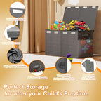Large Toy Box Chest, Collapsible Sturdy Toy Storage Organizer Boxes Bins Baskets Dinosaur Kids Toy Chest Bin with Lids for Boys Girls Living Room Playroom Bedroom Nursery 25"x14"x16" Gray - color: Grey－2