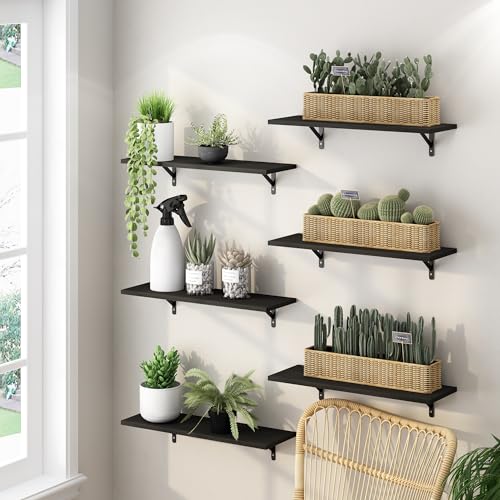 Furinno Rossi Floating Shelves for Wall Set of 6, 23-Inch Wall Shelf, Floating Shelf, Wall Mounted Shelves, for Bathroom, Bedroom, Living Room, Espresso - color: Espresso, size: 24-Inch, Set of 6