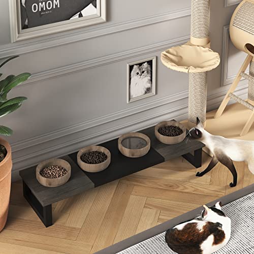 WESTREE Dual Monitor Stand Riser, Wood and Steel Monitor Stand Riser, Computer Monitor Stand for 2 Monitors, Multi-Purpose Desktop Storage Stand for Computer,Laptop,Printer,TV - color: Grey Black