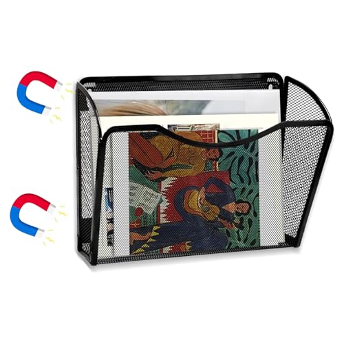 Magnetic File Holder,No Drilling Installation Magnetic File Folder Holder, Magnetic Mail Holder File Organizer for Refrigerat,Whiteboard,Office