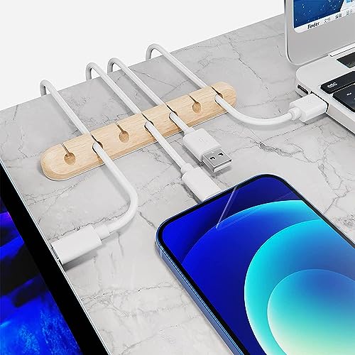 SOULWIT Cable Holder Clips, 3-Pack Cable Management Cord Organizer Clips Silicone Self Adhesive for Desktop USB Charging Cable Nightstand Power Cord Mouse Cable Wire PC Office Home - color: 753-Slot-Wood Grain, size: 753-Slot