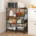 SWTYMIKI Kitchen Island Cart on Wheels - 4 Tier Rolling Kitchen Table Cart with Storage Shelves, 6 Removable Hooks& Locking Casters, Coffee Bar Cabinet for Dining Room Pantry Office, Espresso - size: 28x11.81in, style: Espresso