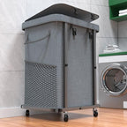 40 Gal(150L) High Grade Large Laundry Basket with Wheels, Rolling Laundry Hamper, Laundry Cart with Metal Frame and Removable Bag Design, Suitable for Laundry Room, Bedroom - color: Grey, size: 1 Section 150L
