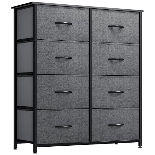 YITAHOME Fabric Dresser Drawer, Tall Storage with 8 Drawers, Dresser & Chest of Drawers, Storage Drawer Organizer for Closet, Living Room, Closets - color: Tie-dye Purple Print