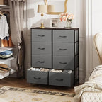 WLIVE Fabric Dresser for Bedroom, Tall Dresser with 8 Drawers, Storage Tower with Fabric Bins, Double Dressers, Chest of Drawers for Closet, Living Room, Hallway, Dark Gray - color: A-dark Grey, style: General