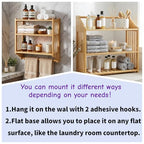 Goaste Bamboo Over The Toilet Storage Shelf, 3-Tier Wall Mounted Bamboo Rack Organizer, Floating Rack with Hanging Rod, Free Standing Shower Shelf with Adjustable Layer for Kitchen, Bathroom, Home