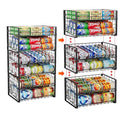 JKsmart 2-Tier Stackable Rack Organizer for Pantry, Adjustable Dispenser Holds Up to 88 Cans, Storage Holder for Various Ounces of Canned Drinks, Black, 3 Pack - size: 2 Tier - 3Pack