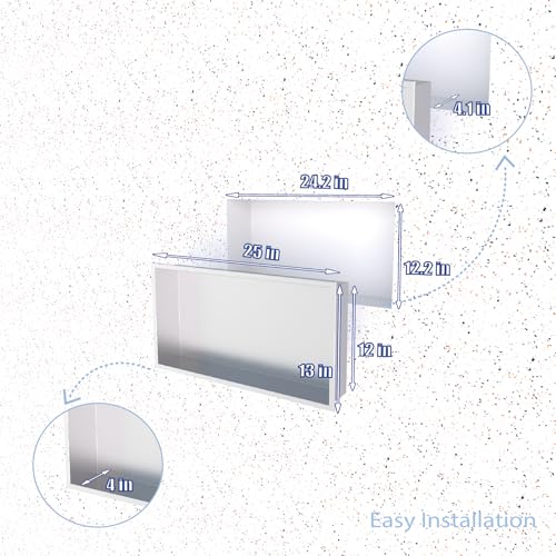 No Tile Needed Shower Niche for Shower Room Storage,Recessed Wall Niche Insert,Stainless Steel 304 (Brush, 12 * 24 in) - color: Brush, size: 12 * 24 in