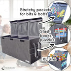 Extra Large Toy Box - Big Toy Box - Sturdy Extra Large Toy Storage Organizer with Pockets - Extra Large Toy Chest 36 x 16 x 12 in - Black - color: Black