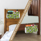 Bedside Caddy Hanging Bunk Bed Caddy Bed Organizer Hanging Pocket with 2 Hooks Bedside Storage Organizer Pocket Bag Holder Deep Green Soccer Balls Dots - color: Deep Green Soccer Balls Dots