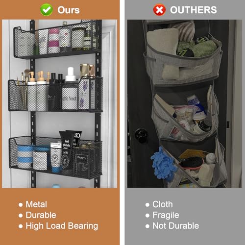 VyGrow Over The Door Organizer, 8-tier Metal Door Organizer Hanging with Adjustable Baskets, Behind The Door Storage for Bedroom Closet Bathroom Pantry Cabinet Kitchen, Black - color: Black, size: 8-Tier