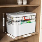 ARSTPEOE 3-Tier Medicine Organizer - Portable Medicine Cabinet with Plastic Handle, Multipurpose Medical Box, Pill Organizer, Empty First Aid Kit for Home - size: Extra Large 3 Tier