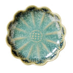 Lotus Ring Holder Dish Small Indoor Ash Tray, Ceramic Dessert Plate Trinket Jewelry Holder Organizing Necklace Earrings for Parents Friends Sister, Deep Green. All Jewelries Are NOT Included. - color: Crystal Green-Round