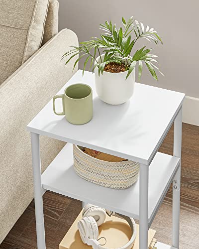 VASAGLE Side Table, Small End Table, Tall Nightstand for Living Room, Bedroom, Office, Bathroom, White ULET273W14 - color: White