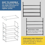 Sundaze Shoe Rack - 4 Tier Shoe Rack for Front Door Entrance, Sturdy Long Shoe Organizer for Closet, Bedroom, Entryway, Garage, Non Woven Fabric Shelf, Black, Holds Up to 20 Pairs - size: 4 Tier (34.3" W)