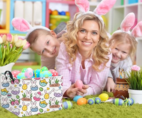 HIYAGON Rectangular Easter Gift Basket Kids Storage Organizer Bins Bedroom(Cartoon Easter Bunny) - color: Cartoon Easter Bunny