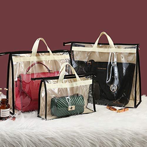 CINPIUK Clear Handbag Storage Bags Purse Organizer for Closet, Zipper Hanging Storage Bag for Handbags, S - color: Beige, size: S-1PCS