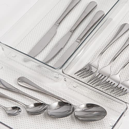 3 Pack Large Clear Plastic Drawer Organizer Tray Cutlery Utensil Makeups Drawer Organizers 12" X 6" - size: 3 Pack 12"x6" Clear Plastic