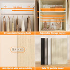 Homieasy 96 Inches Closet Organizer System, 8FT Customizable Walk In Closet Organizer with Hanging Rods, 3 Leather Handle Drawers Garment Rack, 96" L x 16" W x 75" H, Max Load 1000 LBS, White Oak - color: White Oak