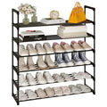 Calmootey 6-Tier Shoe Rack, Tall Large Capacity 30 Pairs Shoes Storage Organizer, Stackable Wide Shoe Shelf for Entryway, Hallway, Black - size: 6-Tier