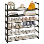 Calmootey 6-Tier Shoe Rack, Tall Large Capacity 30 Pairs Shoes Storage Organizer, Stackable Wide Shoe Shelf for Entryway, Hallway, Black - size: 6-Tier