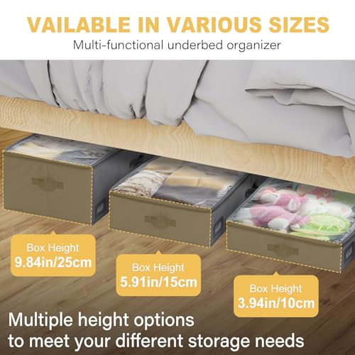 4-Inch Under Bed Storage Containers (3-Pack) | Sturdy Sidewalls | Clear Cover & Label Holder | Underbed Organizer for Crib/Couch | Stores Clothing/Blankets/Wrapping Paper/Toys - size: 4-Inch Height