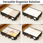 Freebat Under Bed Storage Organizer with Wheels, Underbed Container with Clear Lid Cover, Storage Bag Box with Visiable Window for Clothes, Bedsheet, Pillow, 2 Pack，5.5 inches - size: 5.5 inch