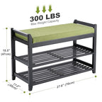 PETKABOO Shoe Rack Bench with Storage 27.6 in, Black Shoe Storage Bench with Cushion for Entryway, Hallway, Bedroom, Living Room - color: Black, style: 28 in