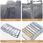 Cosmos 2 Pcs Clothes Organizer Foldable Wardrobe Clothes Drawer Organizers Breathable Mesh Clothing Organizer Box for Thin Jeans, Pants T-Shirts Legging (Large - 7 Grids for Jeans) - size: Large - 7 Grids for Jeans