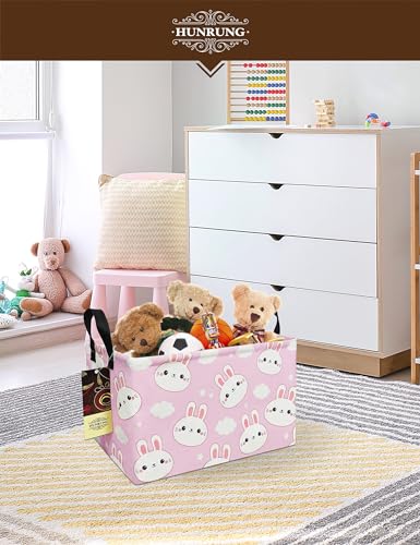 HUNRUNG Rectangle Storage Basket Cute Canvas Organizer Bin for Pet/Children Toys, Books, Clothes Perfect for Rooms/Playroom(REC-Cute Rabbit) - color: HR-REC-Cute Rabbit