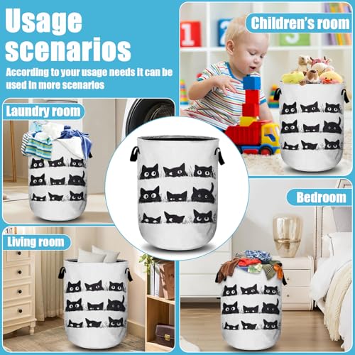 Cute Black Cat Laundry Basket, Laundry Hamper Collapsible Oxford Cloth with Handle Clothes Toy Storage Bin for Bathroom Laundry Room Bedroom 15.7 X 20 Inch - color: Cute Black Cat