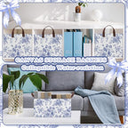 Boao 3 Pcs Blue Floral Storage Bin Wildflowers Collapsible Large Storage Baskets for Gifts Canvas Laundry Basket Foldable Box with Handle for Office Home Bedroom Clothes - style: Blue Flowers