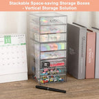 BTSKY Clear Acrylic Storage Organizer with Drawers, 5-Layer Desktop Organizer for Office Essentials, Multi-Purpose Stackable Container for Bathroom Vanity, Desk Makeup Jewelry Container Storage Box - size: 5-layer