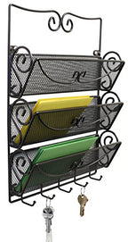 Deco Brothers Wall Mail Organizer with 5 Key Holder, 3 Tier, Bronze