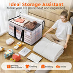 BlissTotes Clear Moving Bags Heavy Duty, 76L Extra Large Storage Bags with Zipper & Reinforced Handles, Waterproof PP Moving Totes for Clothes, Bedding, Comforters, Space Saving Storage (10 Pack) - size: 76L