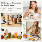 NETANY 6-pack 24oz Glass jars with Airtight Lids, Overnight Oats Containers with Lids, Wide mouth Mason Salad jars, Glass Food Storage Containers for Snacks Yogurt Spice Sugar - color: Multicolor-6pack-24oz