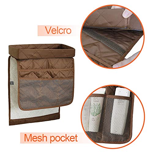 Couch Arm Tray-Couch Arm Cup Holder,Anti-Slip Chair Arm TV Remote Holder for Recliner Sofa Armchair Caddy Bedside Storage Pockets Bag for Pens, Magazines, Snacks, Glasses - color: Brown