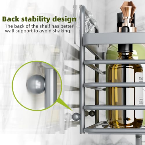Yougai Shower Caddy, Shower Organizer with Soap Holder and Hooks, Rustproof Shower Shelves, No Drilling Bathroom Organizers and Storage, Wall-Mounted Kitchen & Home Decor (Dark Gray) - color: Dark Gray