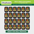Freshware Meal Prep Containers [50 Pack] 1 Compartment Food Storage Containers with Lids, Bento Box, BPA Free, Stackable, Microwave/Dishwasher/Freezer Safe (28 oz) - size: 28 oz