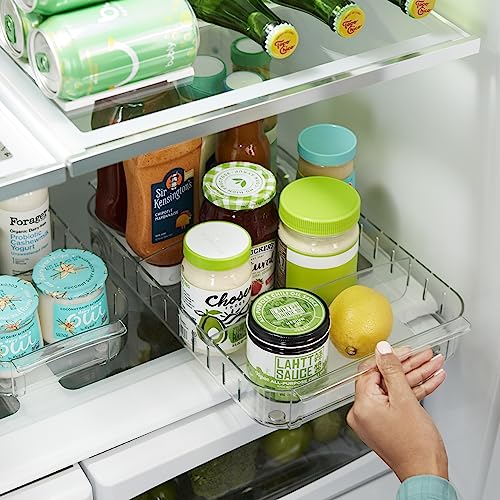 YouCopia RollOut Fridge Caddy BPA-Free Clear Rolling Refrigerator Organizer Bin with Adjustable Dividers and Handles, 9" Wide - size: 9" Wide